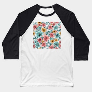 Hand drawn hibiscus flowers Baseball T-Shirt